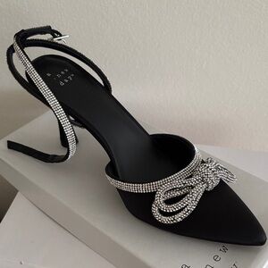 a new day Black Heels with Rhinestone Bow
